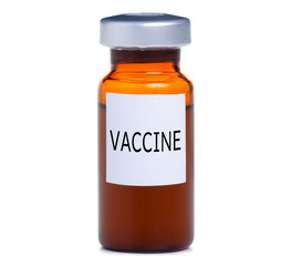 Glass jar medicine vaccine on white background isolation