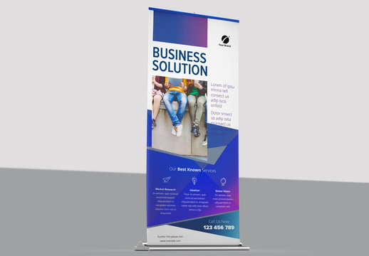 Roll Up Banner Layout with Abstract Elements