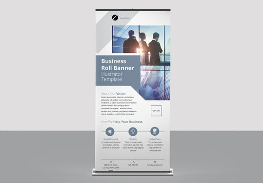 Roll Up Banner Layout with Geometric Elements