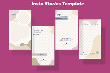 Instastory bundle kit set of media instagram story abstract design template vector