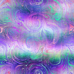 Fototapeta na wymiar Holographic surreal ombre iridescent blend of purple green and blue with digital pattern overlay. Soft flowing surreal fantasy graphic design. Seamless repeat raster jpg pattern swatch.