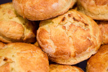 A close up of home made baked scones