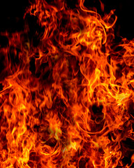 Fire flames on black background Kerala India