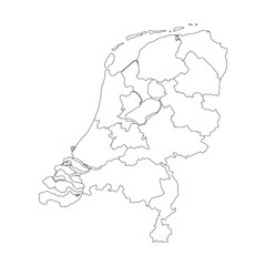 Vector illustration of black outline Netherlands map. .