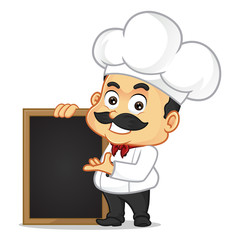 Chef cartoon with black board