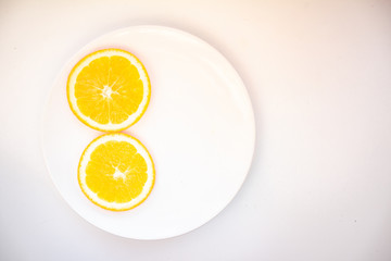 slice of lemon on blue background