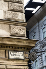 Road sign in Budapest Hungary, Andrassy ut.