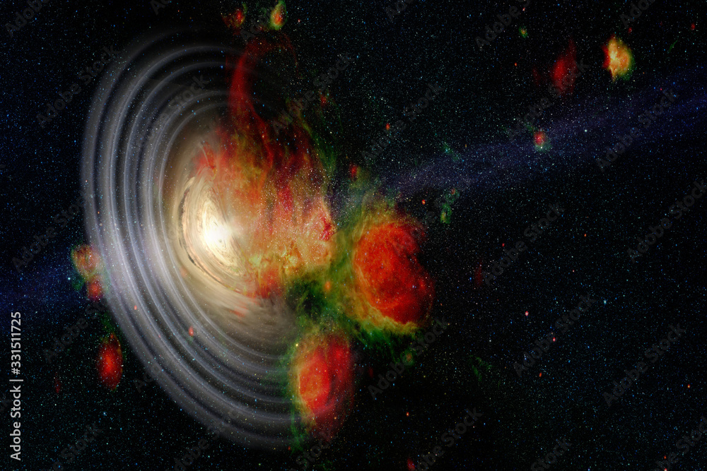Canvas Prints collage on space, science. fantastic black hole with rings in outer space. elements of this image fu