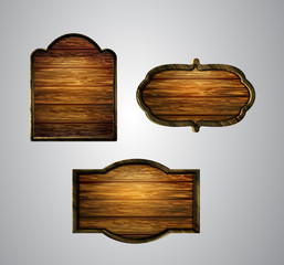 Vector realistic illustration of wooden signboard