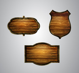 Vector realistic illustration of wooden signboard