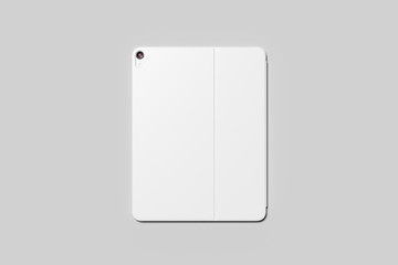 Back Side Of White Pad Cover Isolated On Gray Background. 3d Rendering.