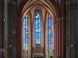 Stained glass windows by Marc Chagall in Church of St. Stephan in Mainz, Germany