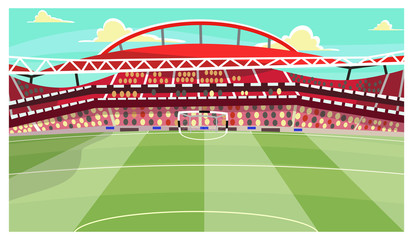 Soccer stadium illustration. Football, arena, field, bleacher. Football concept. Can be used for topics like match, championship, sport, fan club © PCH.Vector