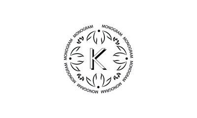 Elegant floral monogram with the letter K. Exquisite calligraphic logo for business sign, restaurant, royalty, boutique, cafe, hotel.