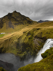 Waterfall with hill