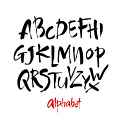 Vector Acrylic Brush Style Hand Drawn Alphabet Font. Calligraphy alphabet on a white background