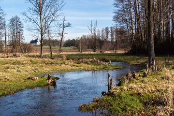 Dolina Górnej Narwi. Rzeka Mieńka. Wiosna na Podlasiu. Polska © podlaski49