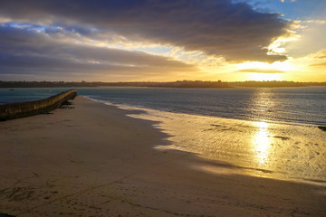 Saint-Malo natural seascape at sunset, brittany, France