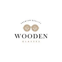 Wooden glasses premium logo