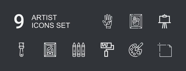Editable 9 artist icons for web and mobile
