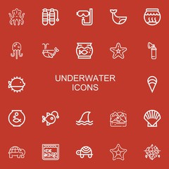 Fototapeta premium Editable 22 underwater icons for web and mobile