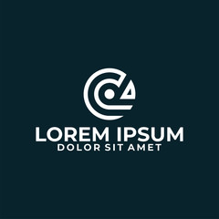 Obraz premium Initial letter cd or dc logo template with circle line art symbol in flat design monogram illustration
