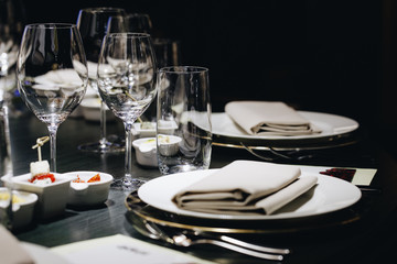 luxury tableware beautiful table setting in restaurant