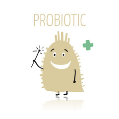 Funny and scary bacteria characters isolated on white. Vector icons of gut and intestinal flora, germs, virus.
