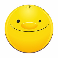 Happy emoji emoticon. Emoticon face. Cute smiling emoticon. Vector illustration.