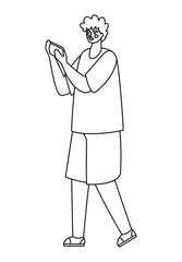 Boy with smartphone vector design