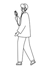 Boy with smartphone vector design