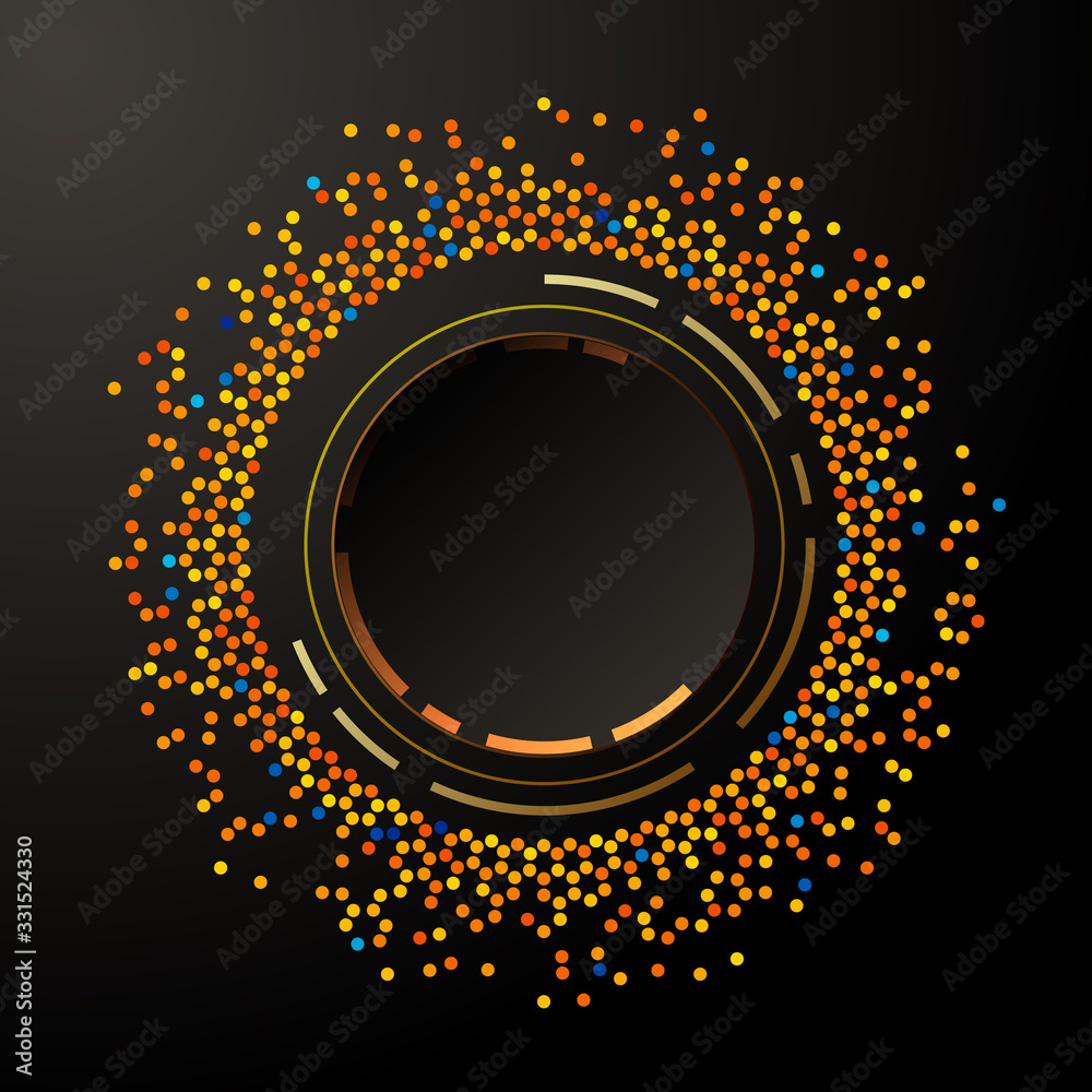 Aufkleber dots abstract background golden color. button with dots around it.
