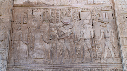 Fototapeta na wymiar Temple of Kom Ombo. Kom Ombo is an agricultural town in Egypt famous for the Temple of Kom Ombo. It was originally an Egyptian city called Nubt, meaning City of Gold.