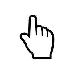 Click the isolated cursor icon on a white background. Vector hand pointer symbol.