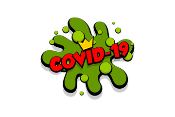 Naklejka premium Coronavirus bacteria comic text cartoon speech bubble