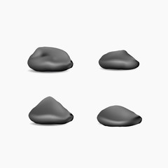 Black Stones Vector Illustration Realistic Style Isolated on White