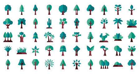 bundle of trees flat style icons