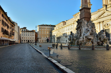 Piazza Navona : natural sunlight of dawn on empty  square in the early morning