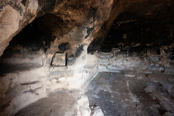 rock church in a gravine in the Matera Murgia Park.