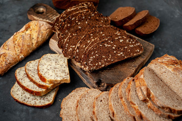 A selection of bread for diabetics on a stone background