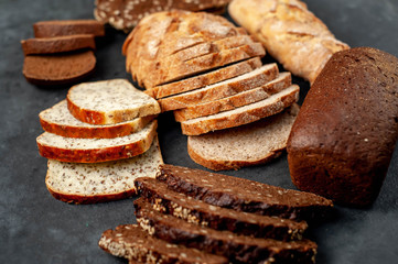A selection of bread for diabetics on a stone background