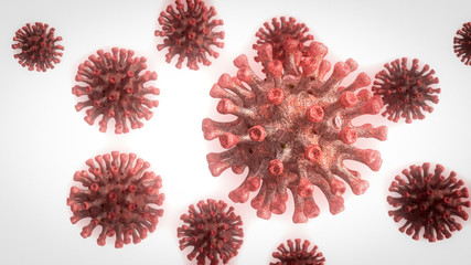 Großes Virus mit kleinen Viren auf weißem Hintergrund