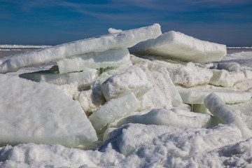 Fototapeta na wymiar ice mountains frozen sea