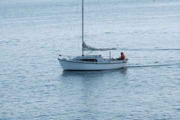 Voilier rentrant au port .