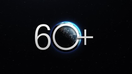 Earth hour ecological movement concept symbol. World globe with number 60