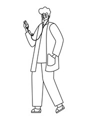 Boy with smartphone vector design