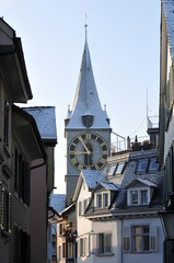 Fototapeta na wymiar Zurich centre vieille ville - Suisse en hiver 