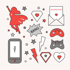 super hero man and woman silhouette,isolated on white background,stock vector illustration,