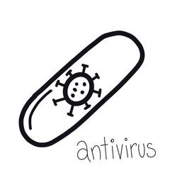 Antivirus pill icon isolated on white