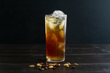 Citrus Cardamom Coffee Spritzer: A mocktail made with coffee, lemon, and cardamom
